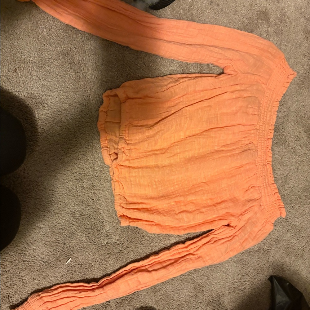 Forever 21 Orange Off-Shoulder Crop Top